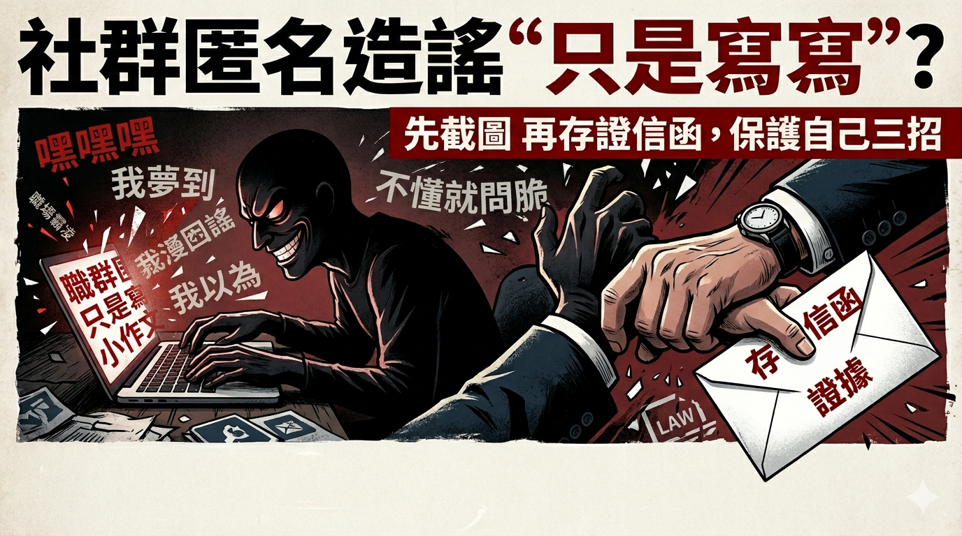 社群匿名造謠「只是寫寫」？先截圖再存證信函，保護自己三招