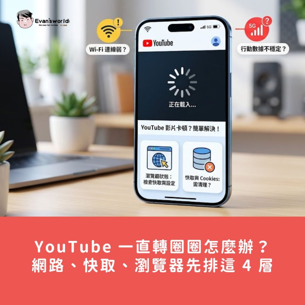 YouTube 一直轉圈圈怎麼辦？網路、快取、瀏覽器先排這 4 層